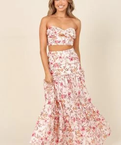 PUP26 Hydra Maxi Skirt - White Floral Wedding Guest