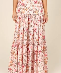 PUP26 Hydra Maxi Skirt - White Floral Wedding Guest