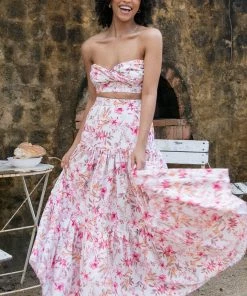 PUP26 Hydra Maxi Skirt - White Floral Wedding Guest