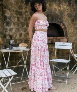 PUP26 Hydra Maxi Skirt - White Floral Wedding Guest