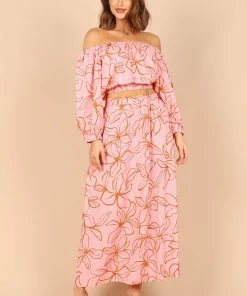 PUP52 Kasey High Waisted Maxi Skirt - Pink Clothing