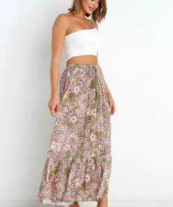 PUP52 Katherine Skirt - Olive Paisley