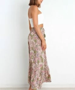 PUP52 Katherine Skirt - Olive Paisley