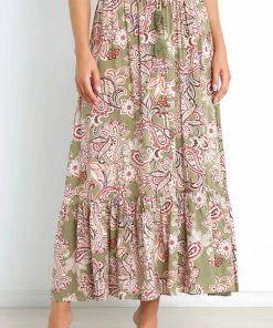 PUP52 Katherine Skirt - Olive Paisley