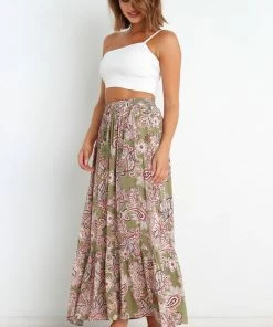 PUP52 Katherine Skirt - Olive Paisley