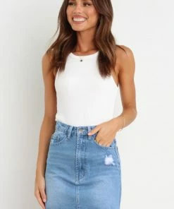 PUP54 Kristy Skirt - Mid Blue Wash Clothing