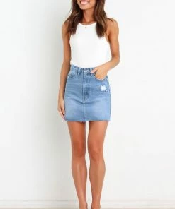 PUP54 Kristy Skirt - Mid Blue Wash Clothing