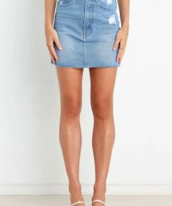 PUP54 Kristy Skirt - Mid Blue Wash Clothing