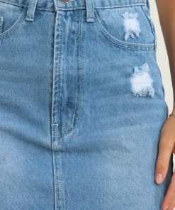 PUP54 Kristy Skirt - Mid Blue Wash Clothing