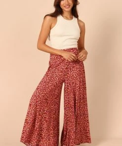 PUP62 Clothing Leesa Wide Leg Pants - Red