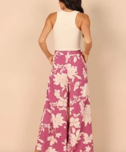 PUP52 Lilliana High Waisted Wide Leg Pants - Pink