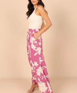 PUP52 Lilliana High Waisted Wide Leg Pants - Pink