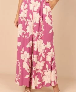 PUP52 Lilliana High Waisted Wide Leg Pants - Pink