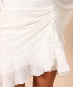PUP58 Louise Ruffle Mini Skirt - White
