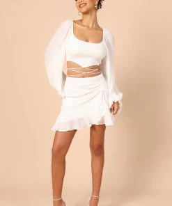 PUP58 Louise Ruffle Mini Skirt - White