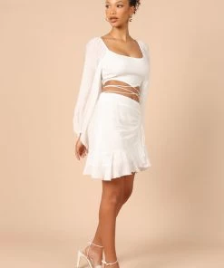 PUP58 Louise Ruffle Mini Skirt - White
