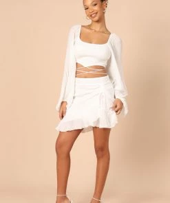 PUP58 Louise Ruffle Mini Skirt - White