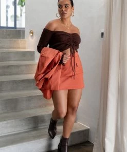 PUP4 Manhattan Mini Skirt - Rust Clothing