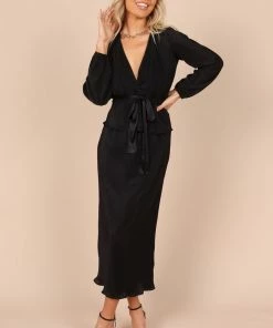 PUP51 Clothing Minelli Pleat Midi Skirt - Black