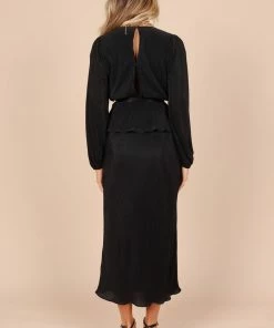 PUP51 Clothing Minelli Pleat Midi Skirt - Black