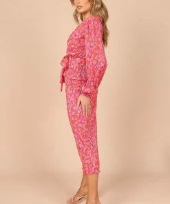 PUP51 Minelli Pleat Midi Skirt - Hot Pink