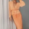 PUP51 Minelli Pleat Midi Skirt - Orange