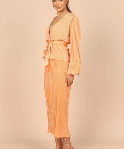 PUP51 Minelli Pleat Midi Skirt - Orange