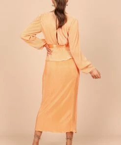PUP51 Minelli Pleat Midi Skirt - Orange
