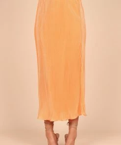 PUP51 Minelli Pleat Midi Skirt - Orange