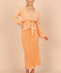PUP51 Minelli Pleat Midi Skirt - Orange