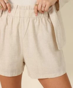PUP51 Nicole High Waisted Shorts - Beige