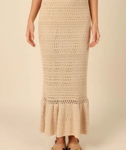 PUP51 Nicolette Knitted Midi Skirt - Beige