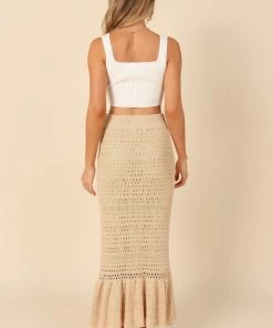 PUP51 Nicolette Knitted Midi Skirt - Beige