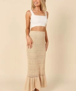 PUP51 Nicolette Knitted Midi Skirt - Beige