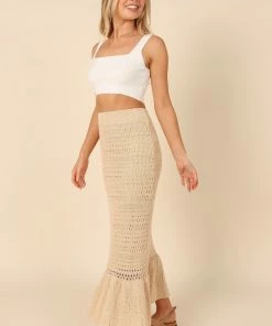 PUP51 Nicolette Knitted Midi Skirt - Beige