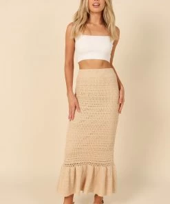 PUP51 Nicolette Knitted Midi Skirt - Beige