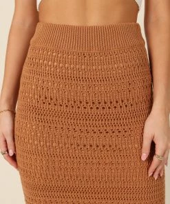 PUP51 Nicolette Knitted Midi Skirt - Rust