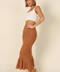 PUP51 Nicolette Knitted Midi Skirt - Rust