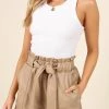 PUP65 Paige Faux Leather Shorts - Taupe Clothing