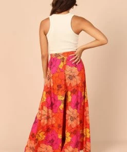 PUP49 Pippa Wide Leg Pants - Orange Floral
