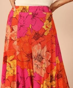 PUP49 Pippa Wide Leg Pants - Orange Floral