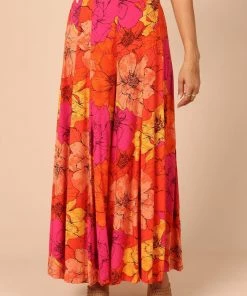 PUP49 Pippa Wide Leg Pants - Orange Floral