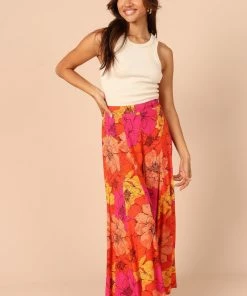PUP49 Pippa Wide Leg Pants - Orange Floral