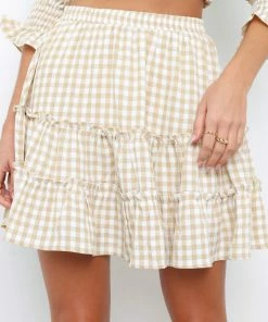 PUP51 Clothing Porter Skirt - Beige Gingham