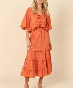 PUP4 Clothing Sheridan Ruffle Maxi Skirt - Rust