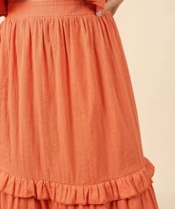 PUP4 Clothing Sheridan Ruffle Maxi Skirt - Rust