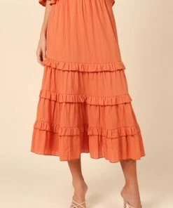 PUP4 Clothing Sheridan Ruffle Maxi Skirt - Rust
