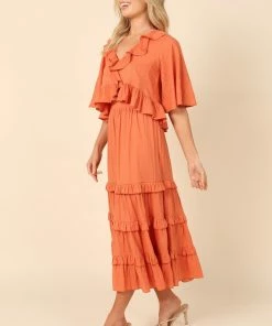 PUP4 Clothing Sheridan Ruffle Maxi Skirt - Rust