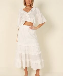 PUP4 Sheridan Ruffle Maxi Skirt - White
