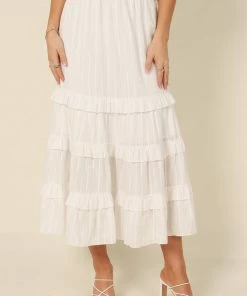 PUP4 Sheridan Ruffle Maxi Skirt - White